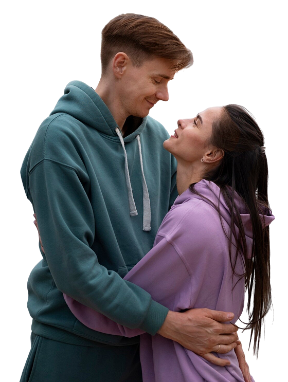 Couple standing together outdoors